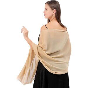 Women Champagne Elegant Soft Sheer Chiffon Stole Bride Wedding Shawls and Wraps